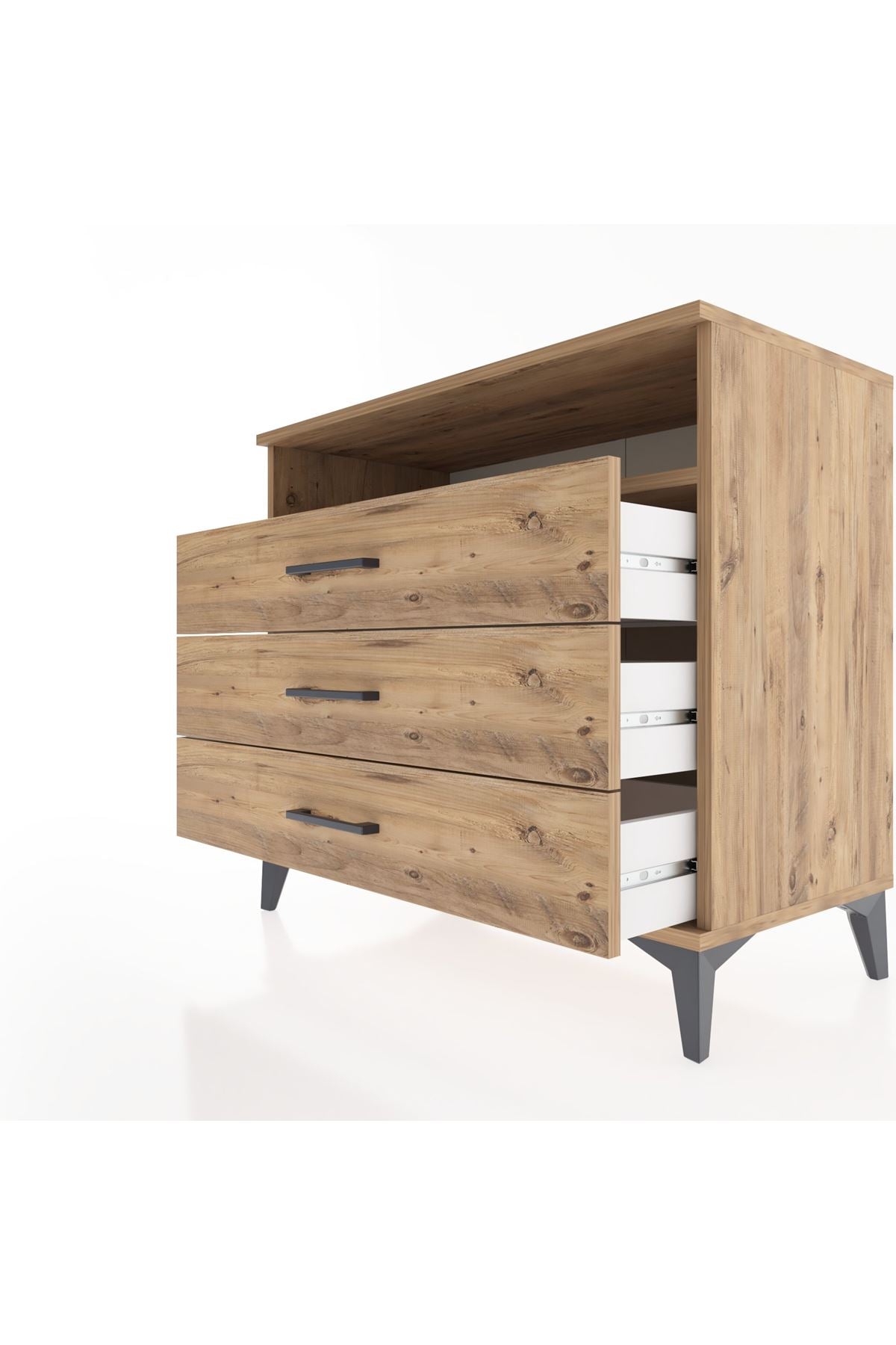 Hyperion Şifonyer Tek Raflı 3 Çekmeceli 88x44x80 Çam-Çam