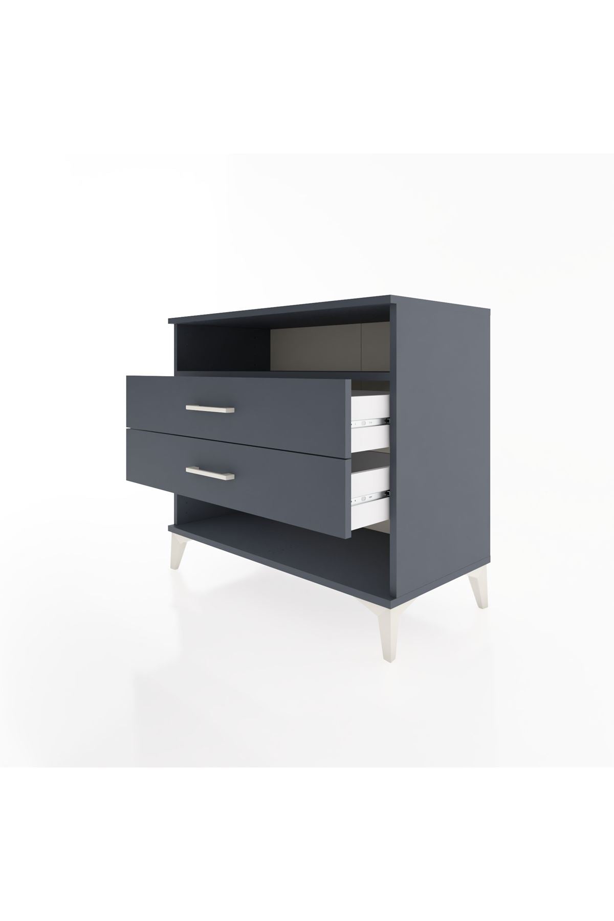 Hyperion Şifonyer Tek Raflı 2 Çekmeceli 88x44x80 Antrasit-Antrasit