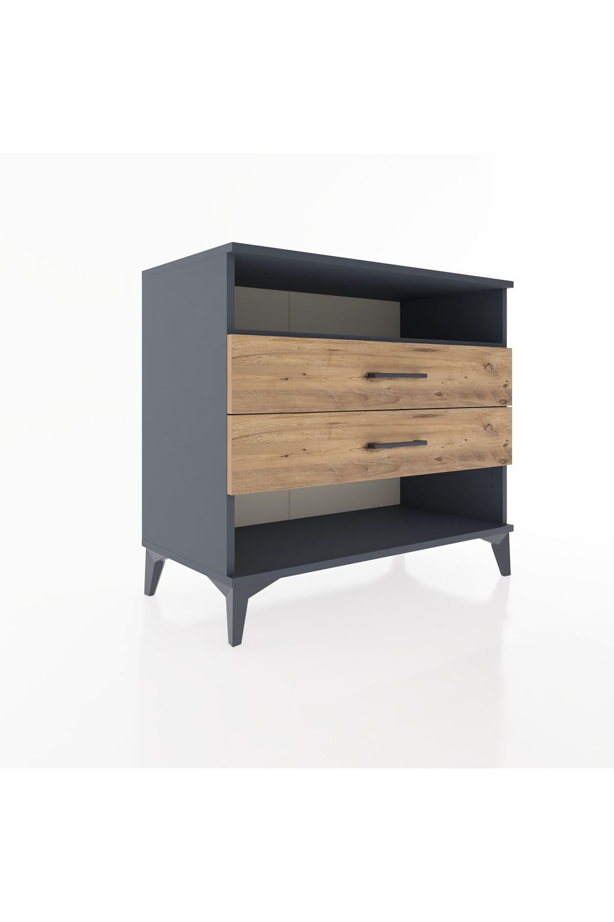 Hyperion Şifonyer Tek Raflı 2 Çekmeceli 88x44x80 Antrasit-Çam