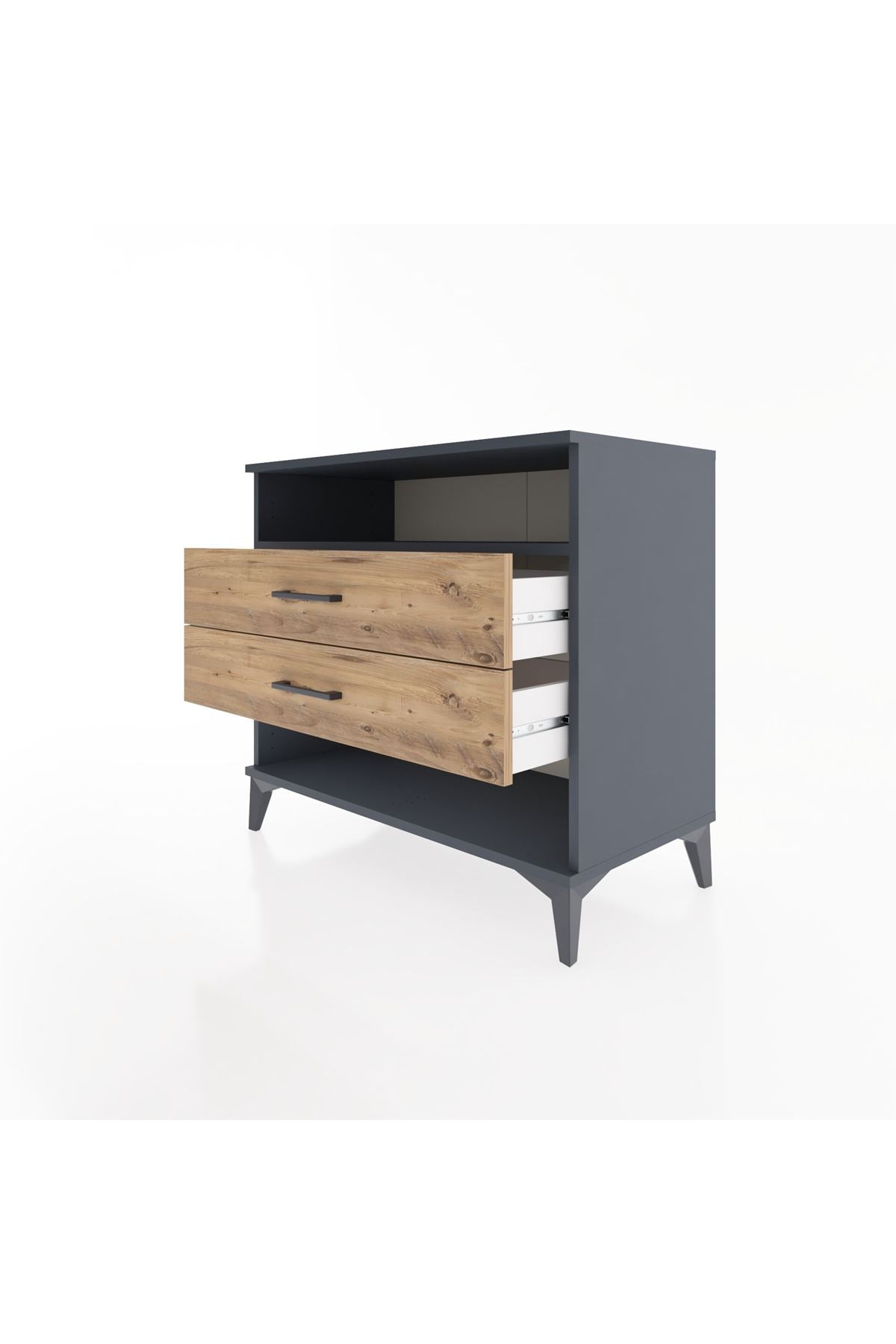 Hyperion Şifonyer Tek Raflı 2 Çekmeceli 88x44x80 Antrasit-Çam