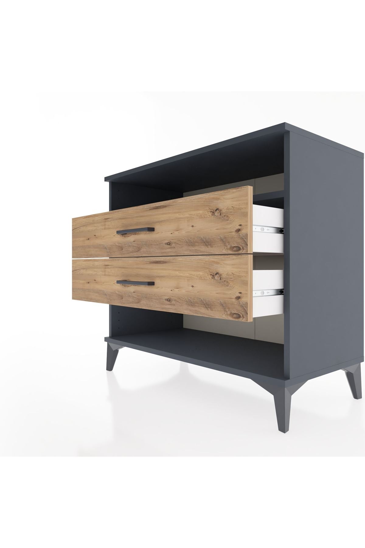 Hyperion Şifonyer Tek Raflı 2 Çekmeceli 88x44x80 Antrasit-Çam