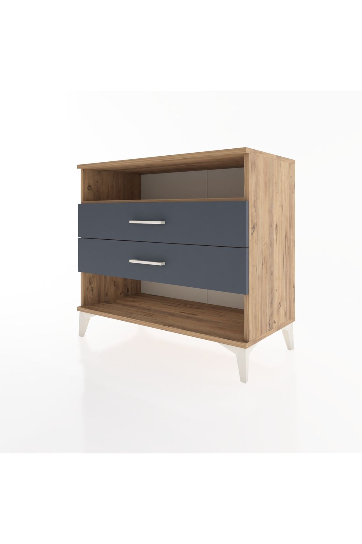 Hyperion Şifonyer Tek Raflı 2 Çekmeceli 88x44x80 Çam-Antrasit