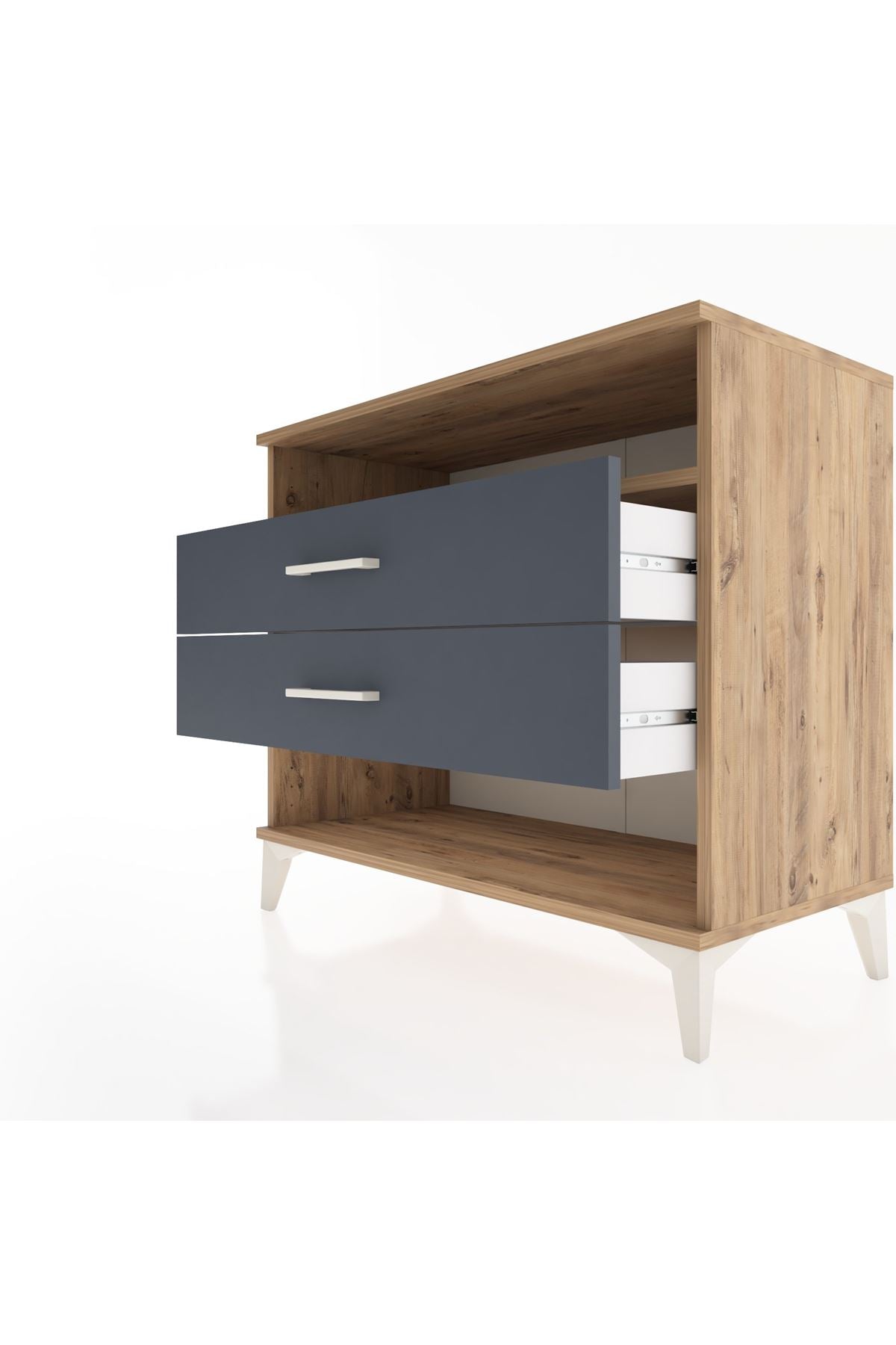 Hyperion Şifonyer Tek Raflı 2 Çekmeceli 88x44x80 Çam-Antrasit