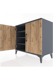 Hyperion Şifonyer 3 Raflı 2 Kapaklı 88x44x80 Antrasit-Çam