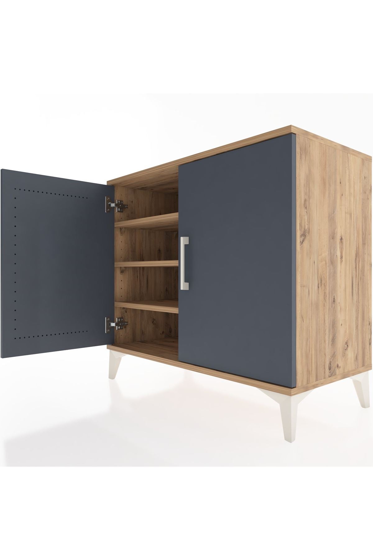 Hyperion Şifonyer 3 Raflı 2 Kapaklı 88x44x80 Çam-Antrasit