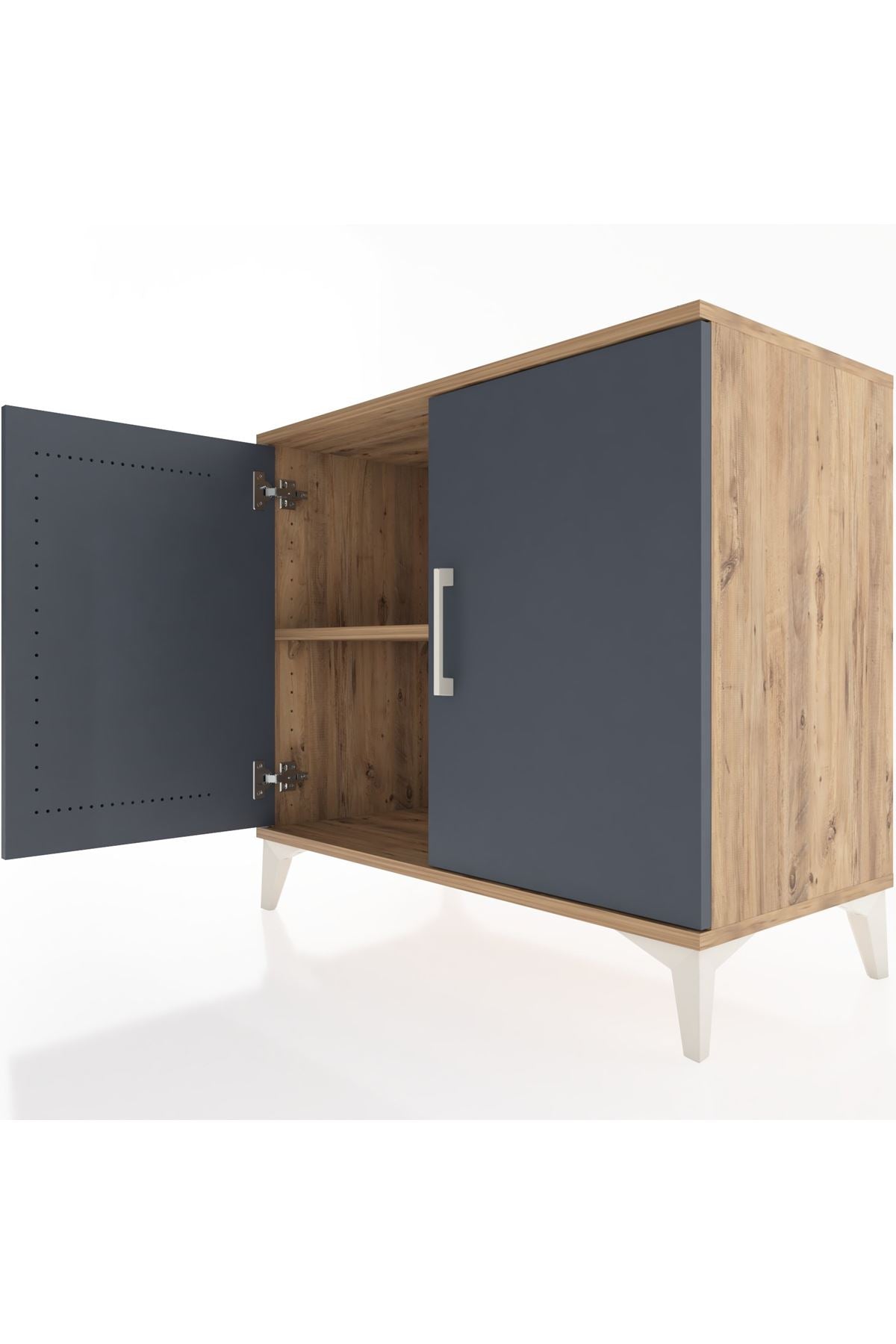 Hyperion Şifonyer Tek Raflı 2 Kapaklı 88x44x80 Çam-Antrasit