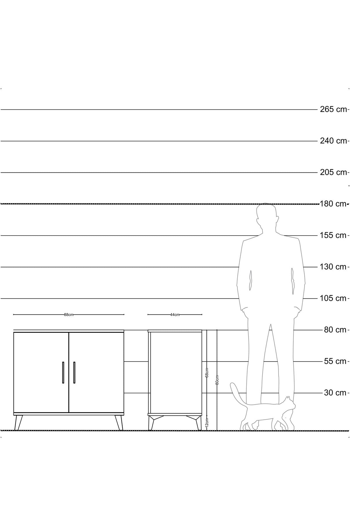 Hyperion Şifonyer 2 Kapaklı 88x44x80 Çam-Antrasit