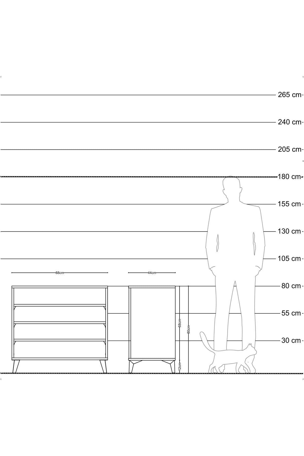 Hyperion Şifonyer 3 Raflı 88x44x80 Antrasit-Çam
