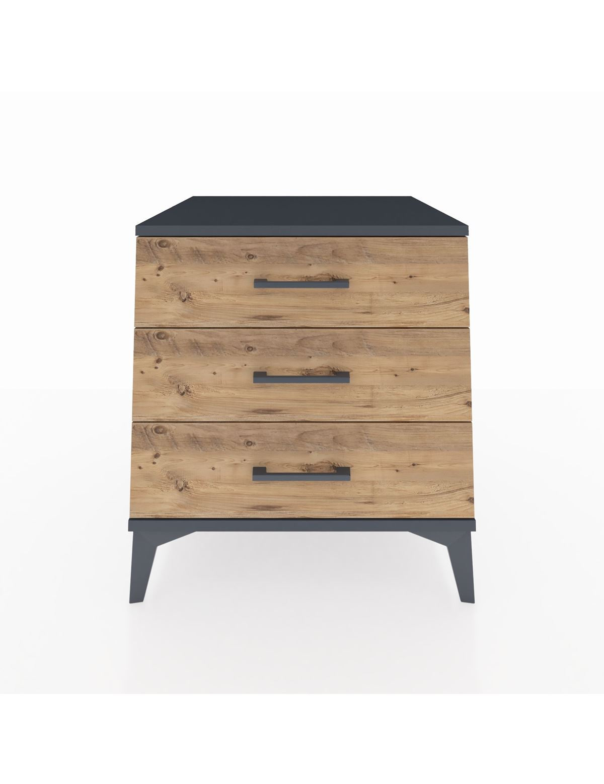 Kronos Komodin 3 Çekmeceli 60x59x64 Antrasit-Çam