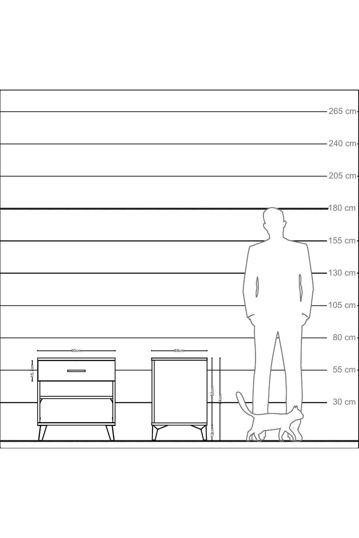 Kronos Komodin Tek Raflı Tek Çekmeceli 60x59x64 - S78M003V2C
