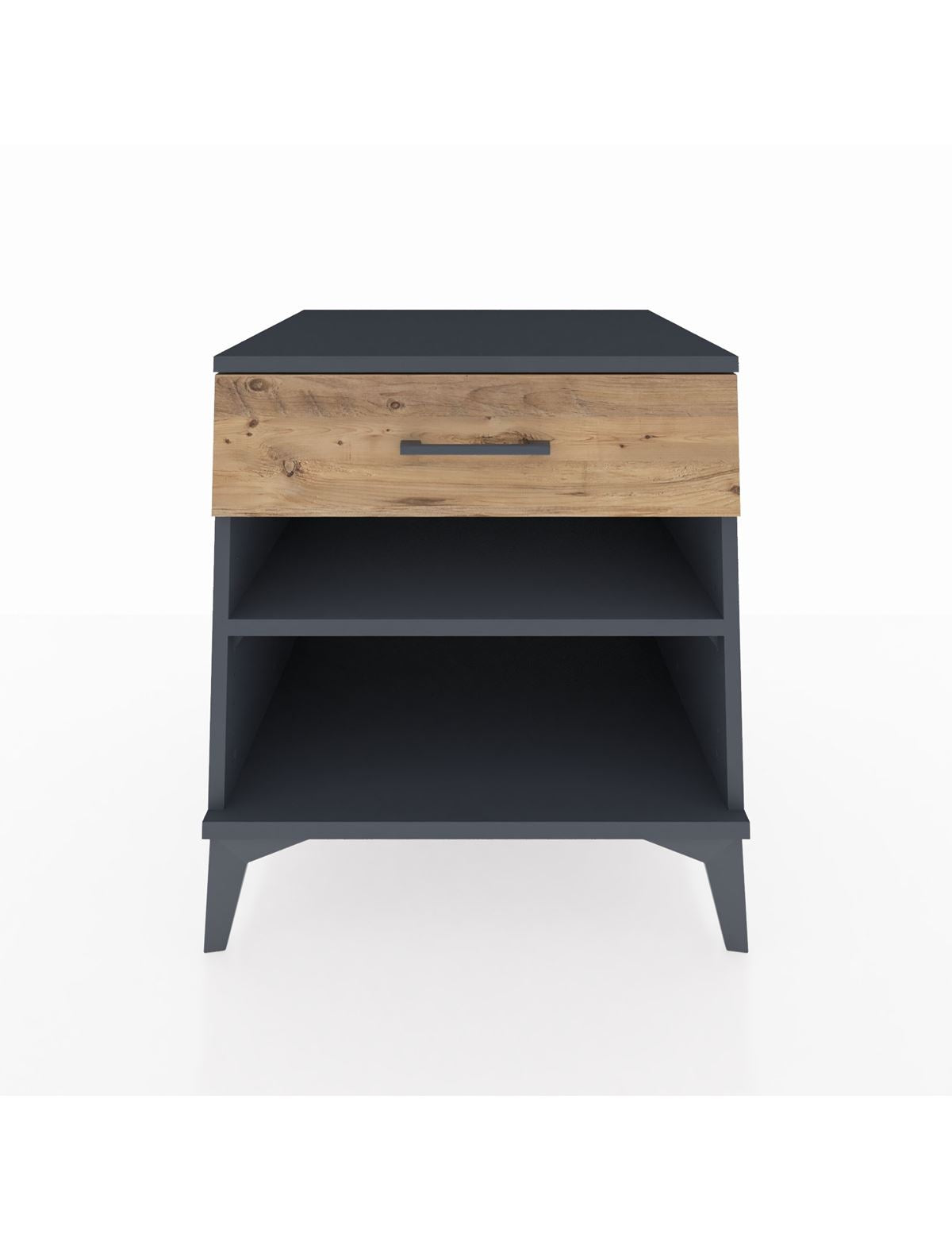 Kronos Komodin Tek Raflı Tek Çekmeceli 60x59x64 Antrasit-Çam