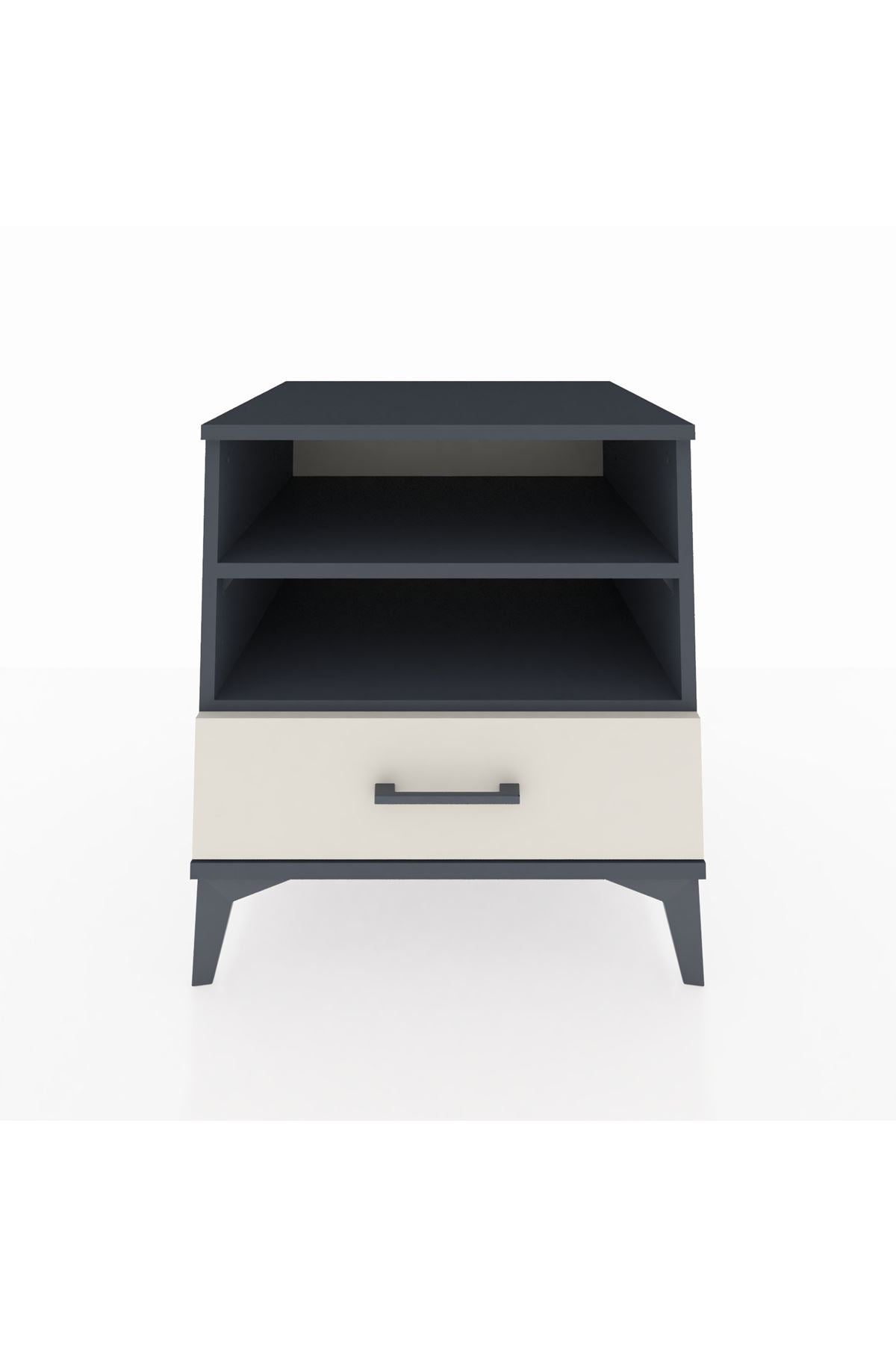 Kronos Komodin 2 Raflı Tek Çekmeceli 60x59x64 Antrasit-Aytaşı