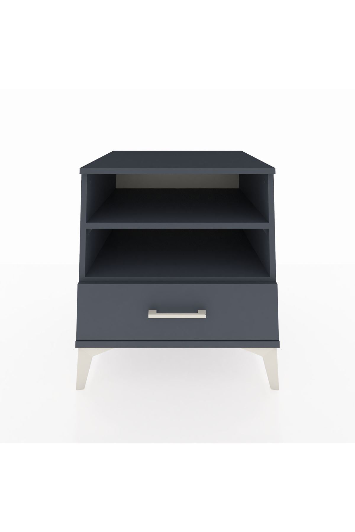 Kronos Komodin 2 Raflı Tek Çekmeceli 60x59x64 Antrasit-Antrasit