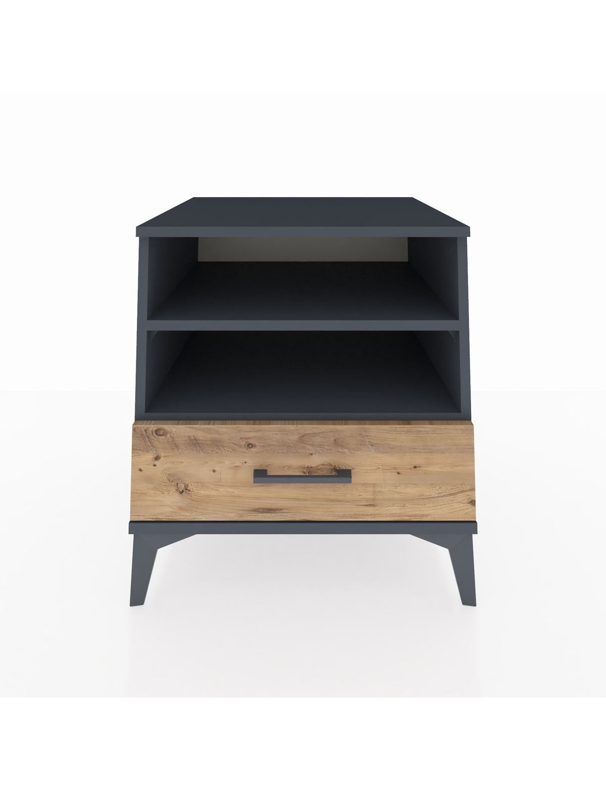 Kronos Komodin 2 Raflı Tek Çekmeceli 60x59x64 Antrasit-Çam