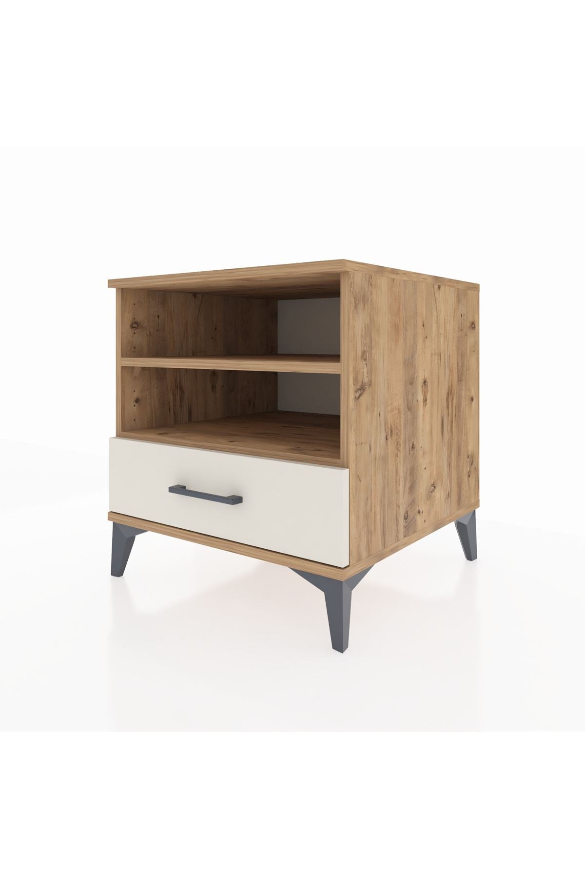 Kronos Komodin 2 Raflı Tek Çekmeceli 60x59x64 Çam-Aytaşı