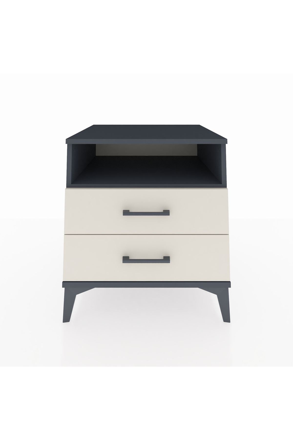 Kronos Komodin Tek Raflı 2 Çekmeceli 60x59x64 Antrasit-Aytaşı