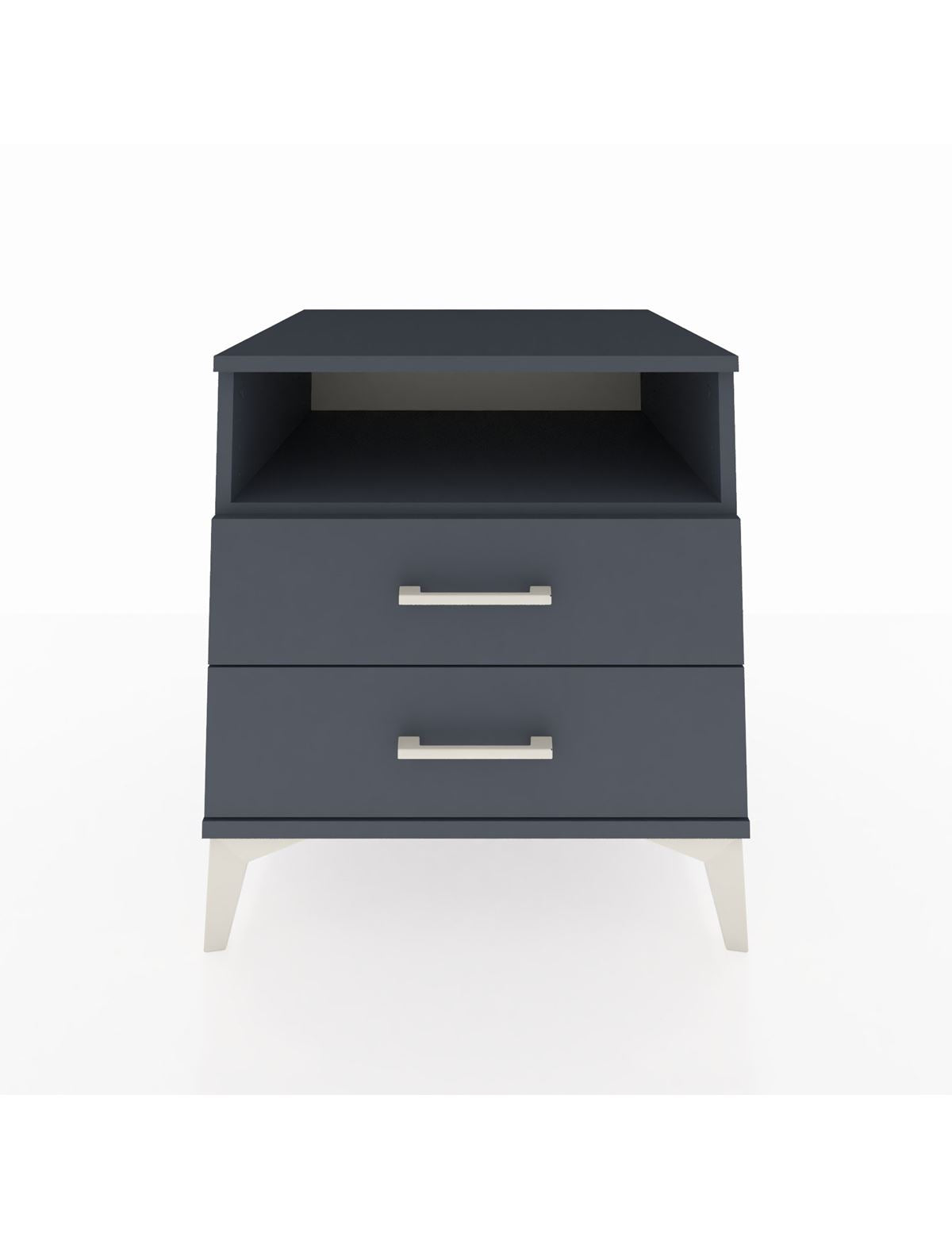 Kronos Komodin Tek Raflı 2 Çekmeceli 60x59x64 Antrasit-Antrasit