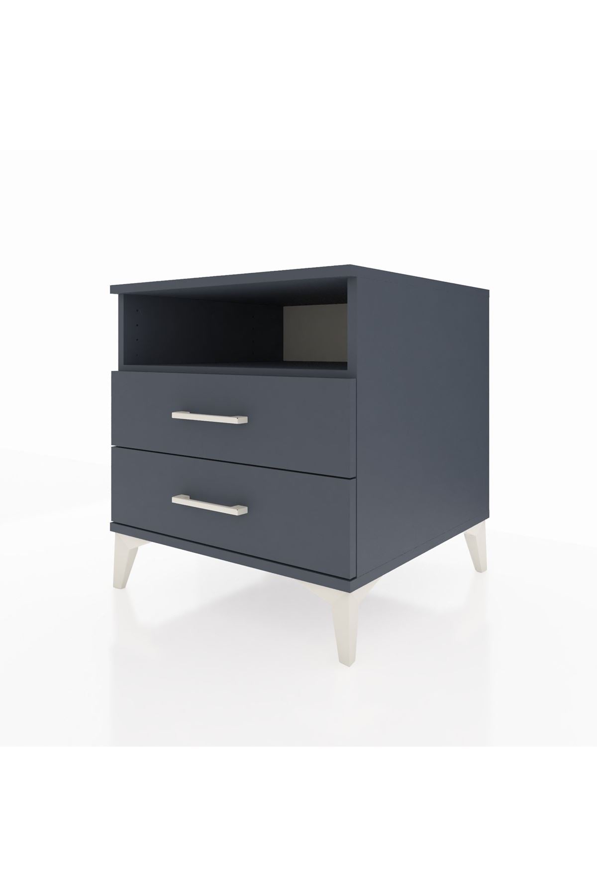 Kronos Komodin Tek Raflı 2 Çekmeceli 60x59x64 Antrasit-Antrasit