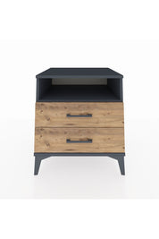 Kronos Komodin Tek Raflı 2 Çekmeceli 60x59x64 Antrasit-Çam