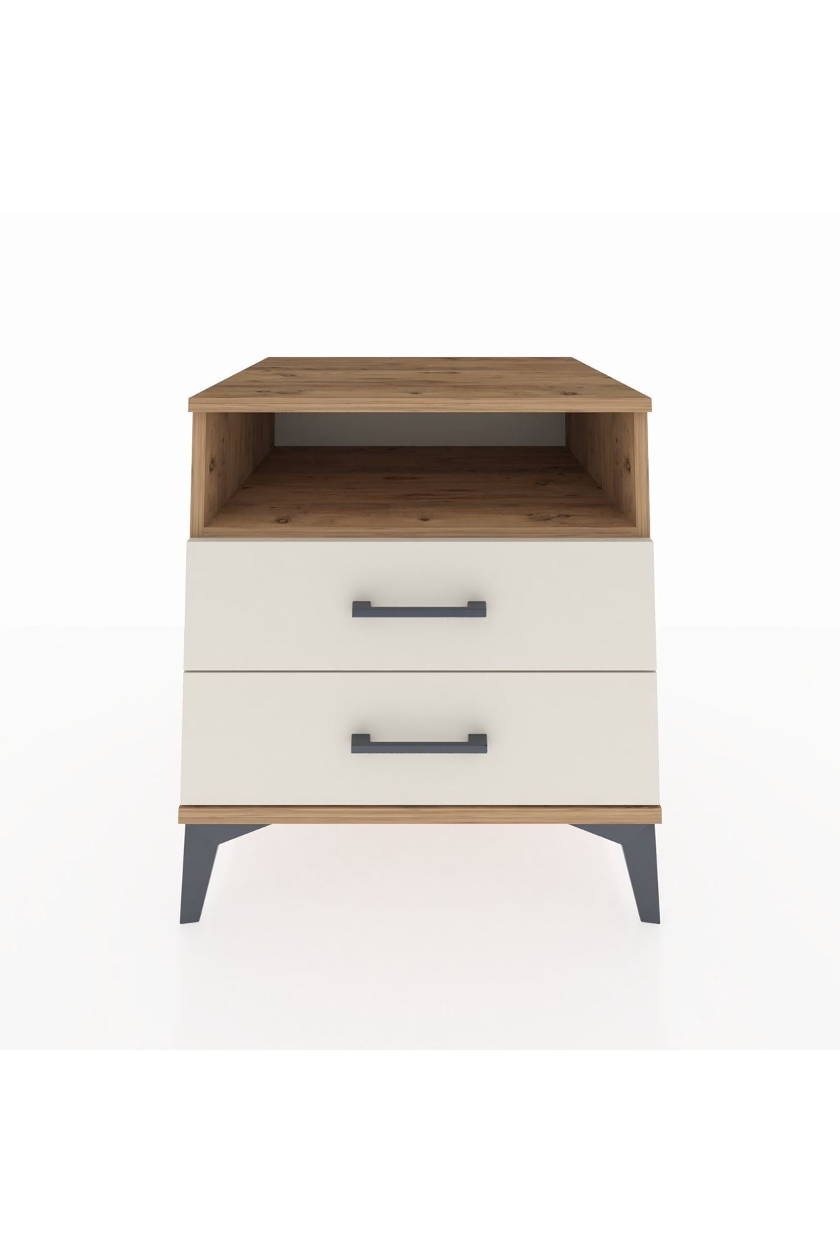 Kronos Komodin Tek Raflı 2 Çekmeceli 60x59x64 Çam-Aytaşı