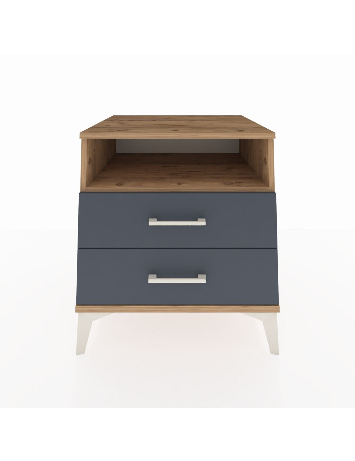 Kronos Komodin Tek Raflı 2 Çekmeceli 60x59x64 Çam-Antrasit