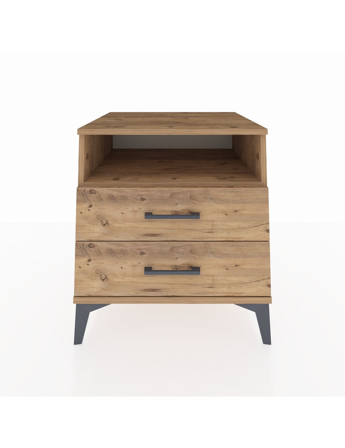 Kronos Komodin Tek Raflı 2 Çekmeceli 60x59x64 Çam-Çam