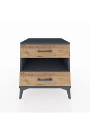 Kronos Komodin Tek Raflı 2 Çekmeceli 60x59x64 Antrasit-Çam