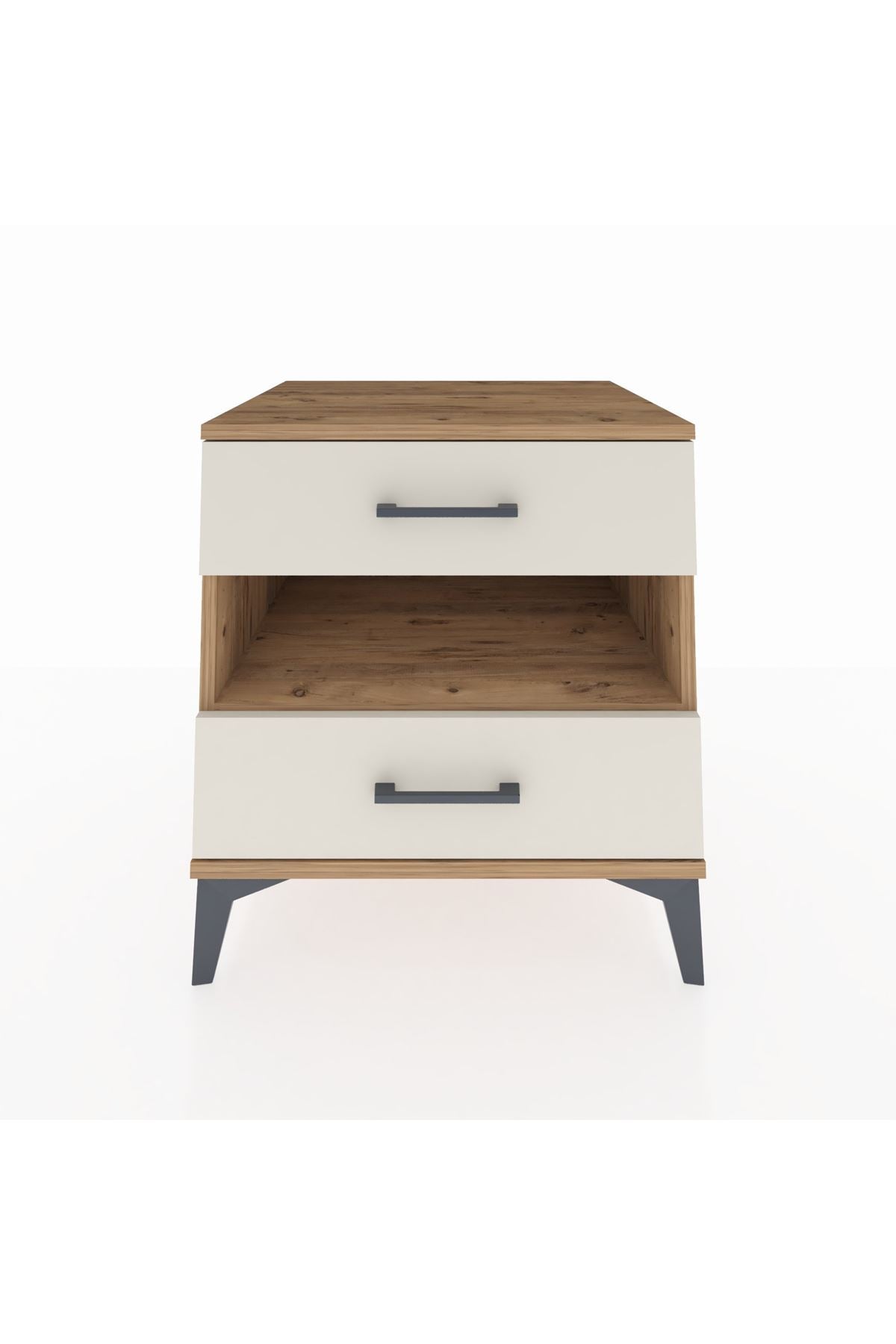 Kronos Komodin Tek Raflı 2 Çekmeceli 60x59x64 Çam-Aytaşı