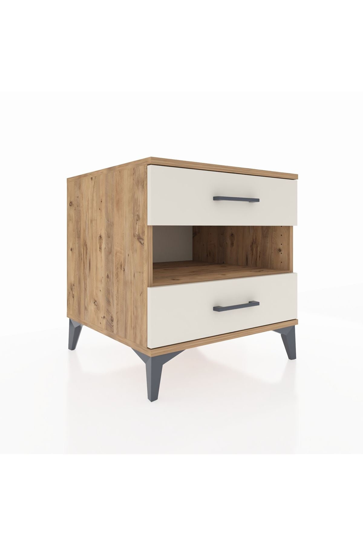 Kronos Komodin Tek Raflı 2 Çekmeceli 60x59x64 Çam-Aytaşı