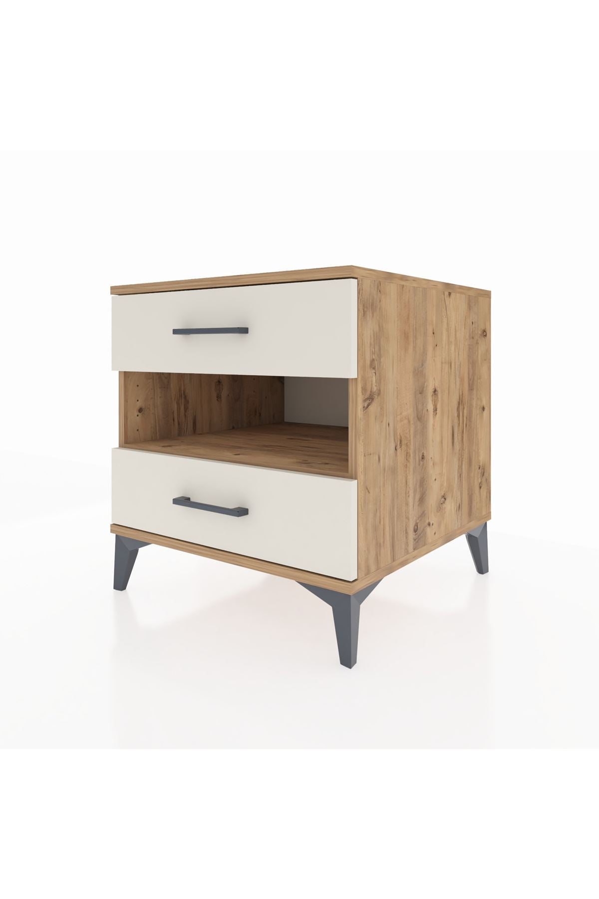 Kronos Komodin Tek Raflı 2 Çekmeceli 60x59x64 Çam-Aytaşı