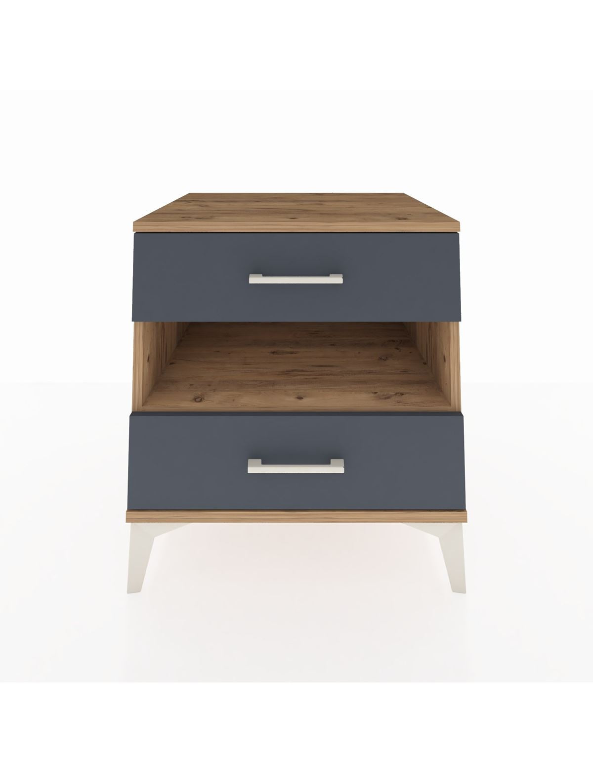 Kronos Komodin Tek Raflı 2 Çekmeceli 60x59x64 Çam-Antrasit