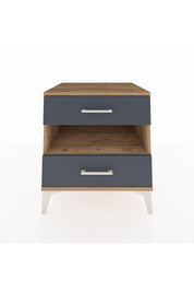 Kronos Komodin Tek Raflı 2 Çekmeceli 60x59x64 Çam-Antrasit