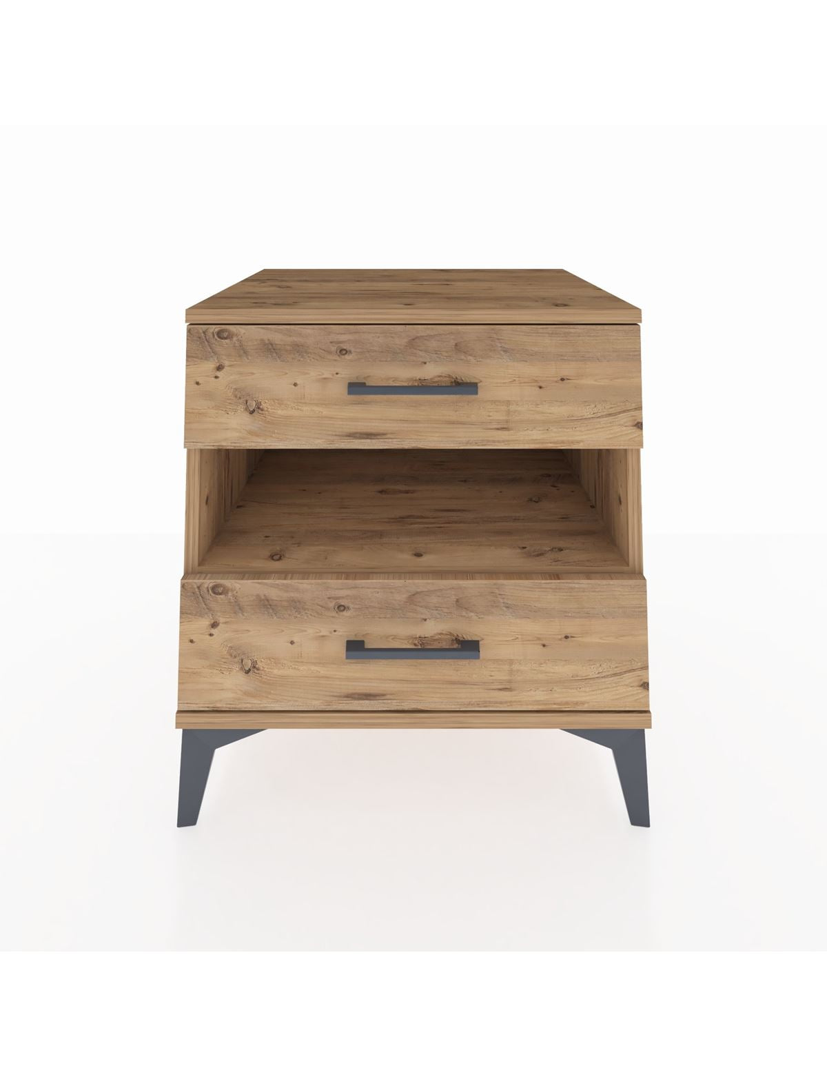 Kronos Komodin Tek Raflı 2 Çekmeceli 60x59x64 Çam-Çam