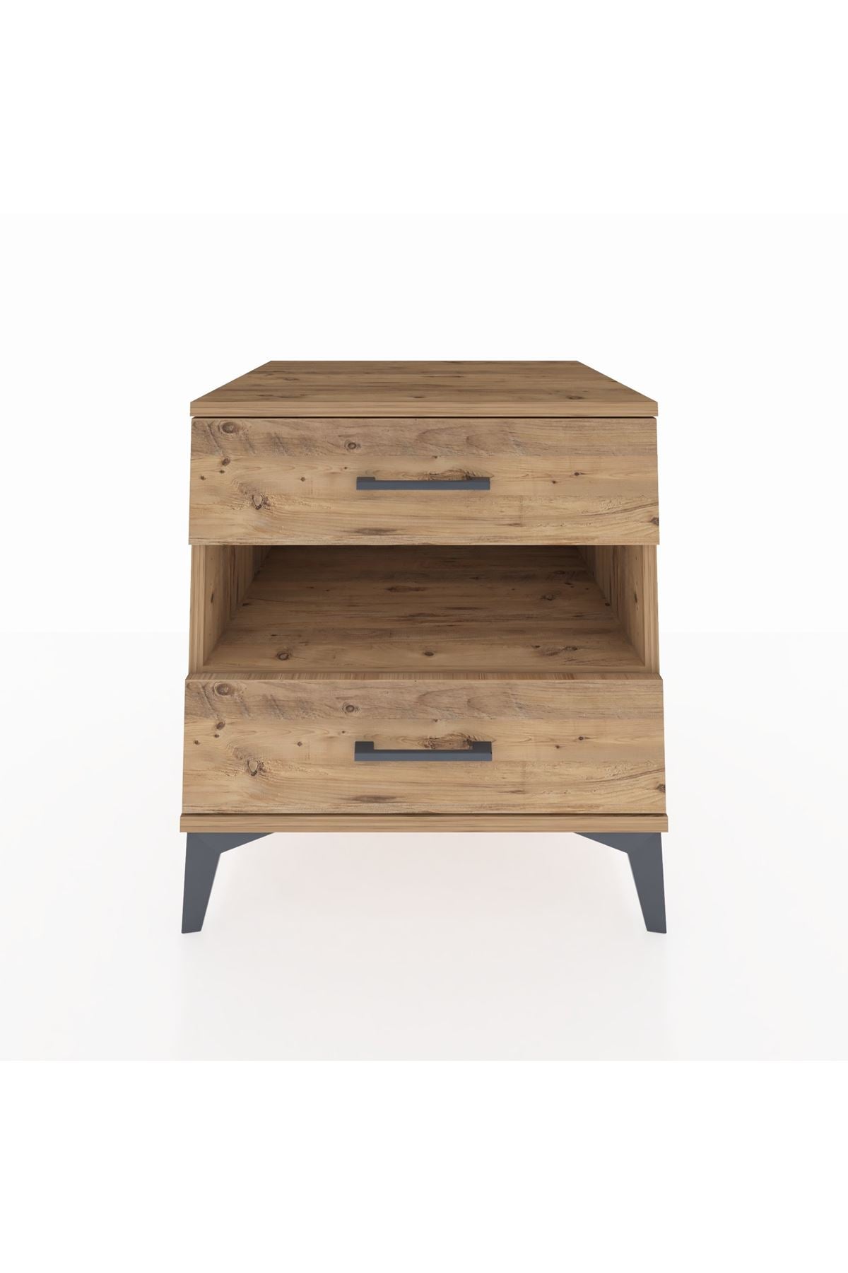 Kronos Komodin Tek Raflı 2 Çekmeceli 60x59x64 Çam-Çam