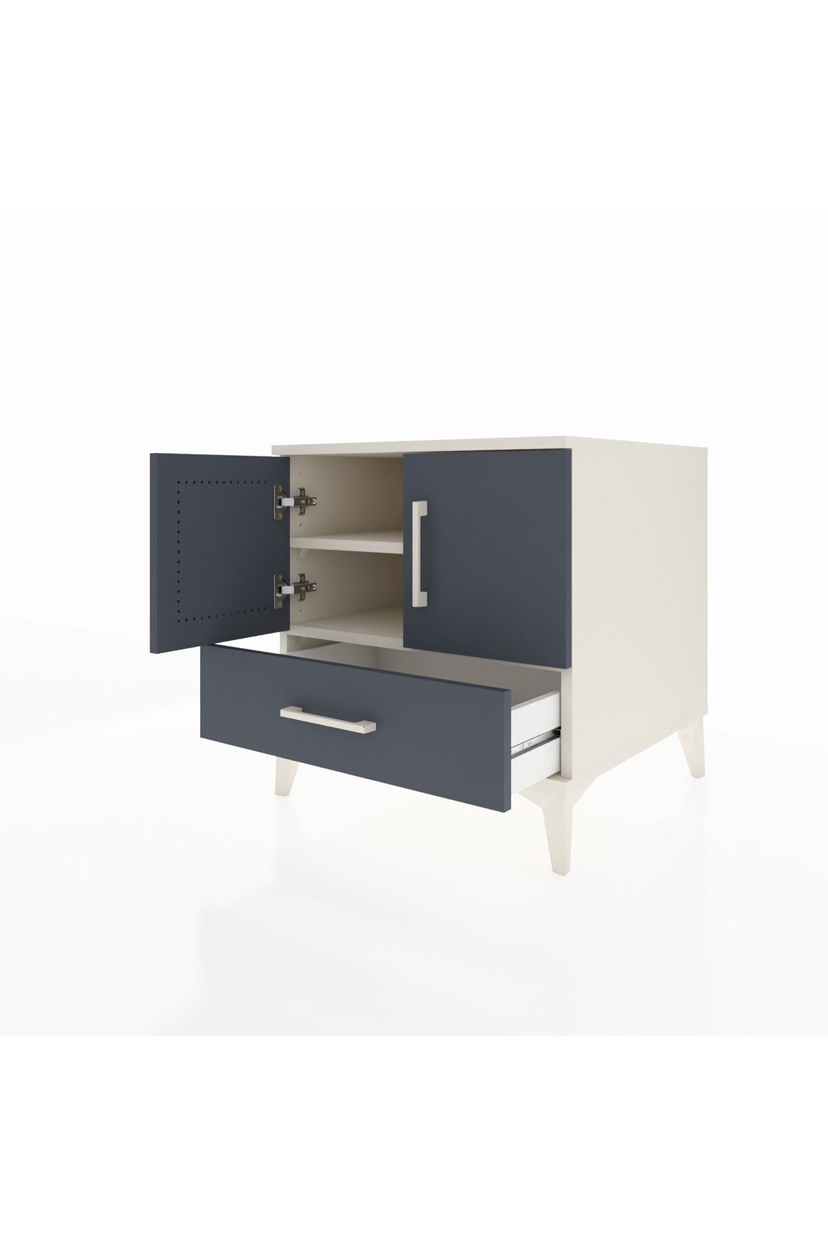 Kronos Komodin 2 Raflı Tek Çekmeceli 2 Kapaklı 60x59x64 - S78M007V2C