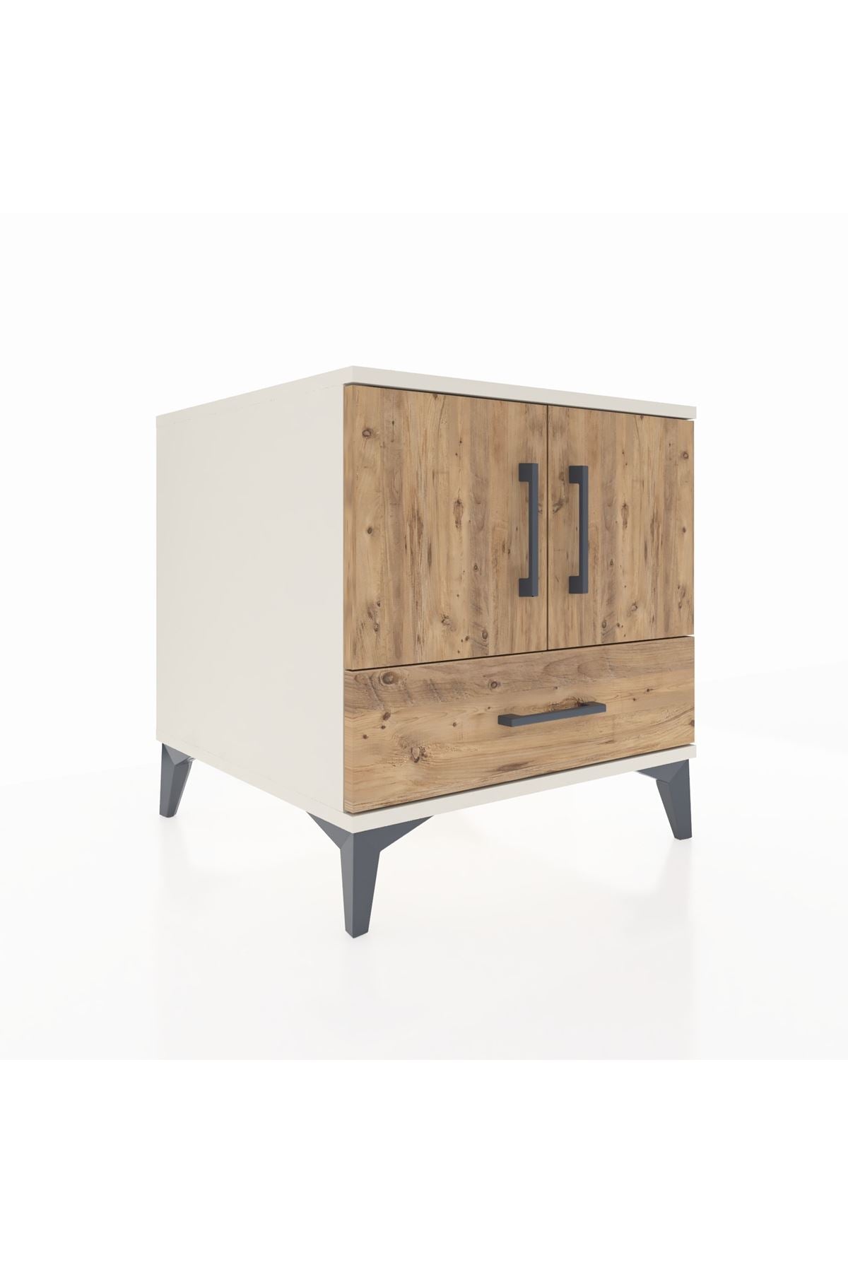 Kronos Komodin 2 Raflı Tek Çekmeceli 2 Kapaklı 60x59x64 Aytaşı-Çam