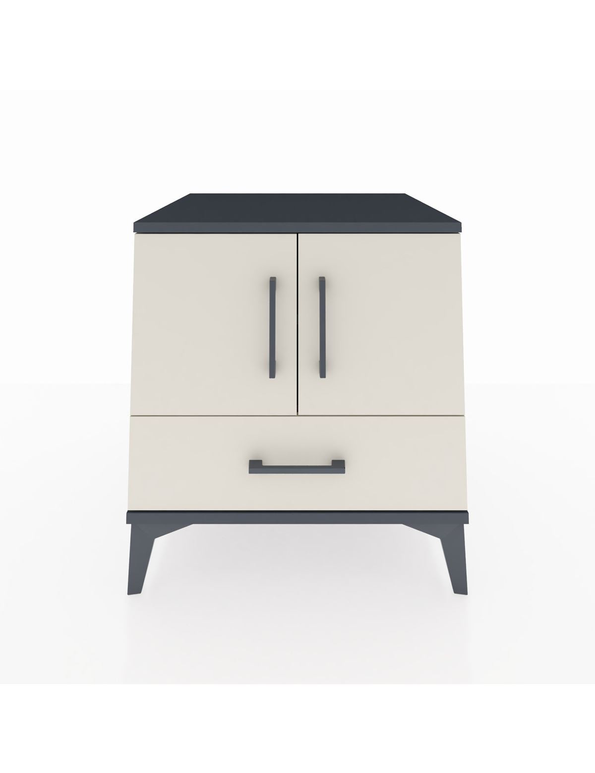 Kronos Komodin 2 Raflı Tek Çekmeceli 2 Kapaklı 60x59x64 Antrasit-Aytaşı