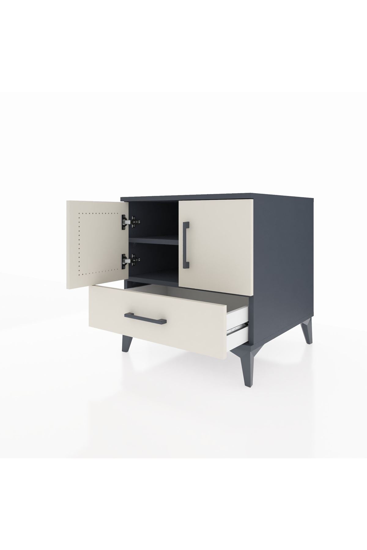 Kronos Komodin 2 Raflı Tek Çekmeceli 2 Kapaklı 60x59x64 - S78M007V4C