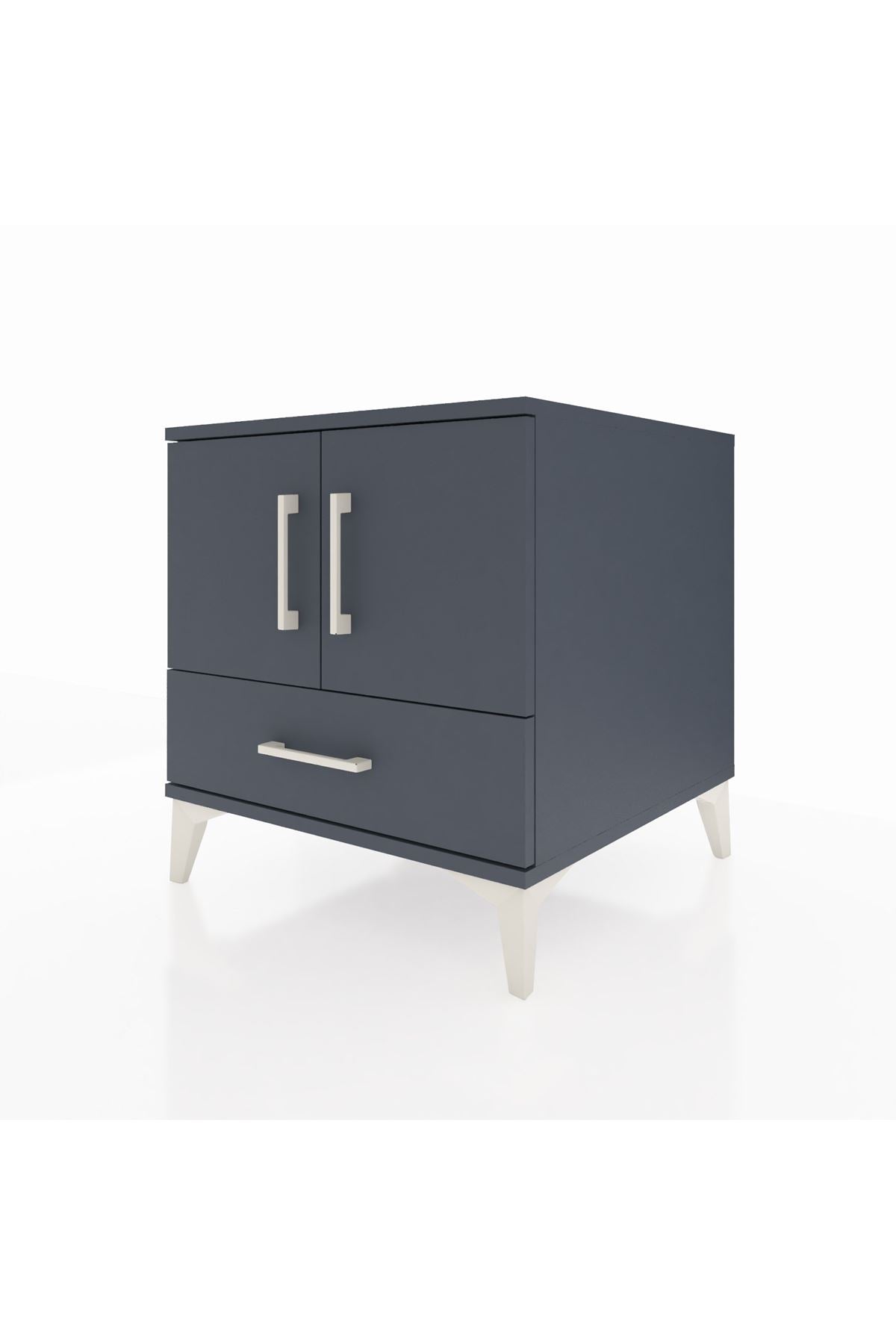 Kronos Komodin 2 Raflı Tek Çekmeceli 2 Kapaklı 60x59x64 Antrasit-Antrasit