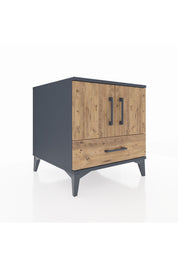 Kronos Komodin 2 Raflı Tek Çekmeceli 2 Kapaklı 60x59x64 Antrasit-Çam
