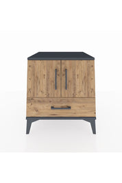 Kronos Komodin 2 Raflı Tek Çekmeceli 2 Kapaklı 60x59x64 Antrasit-Çam