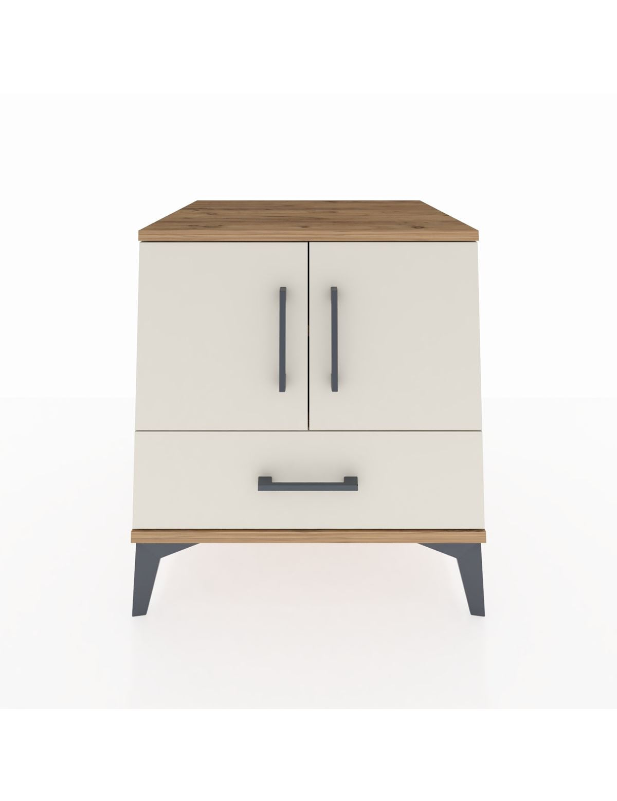 Kronos Komodin 2 Raflı Tek Çekmeceli 2 Kapaklı 60x59x64 Çam-Aytaşı