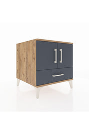 Kronos Komodin 2 Raflı Tek Çekmeceli 2 Kapaklı 60x59x64 Çam-Antrasit