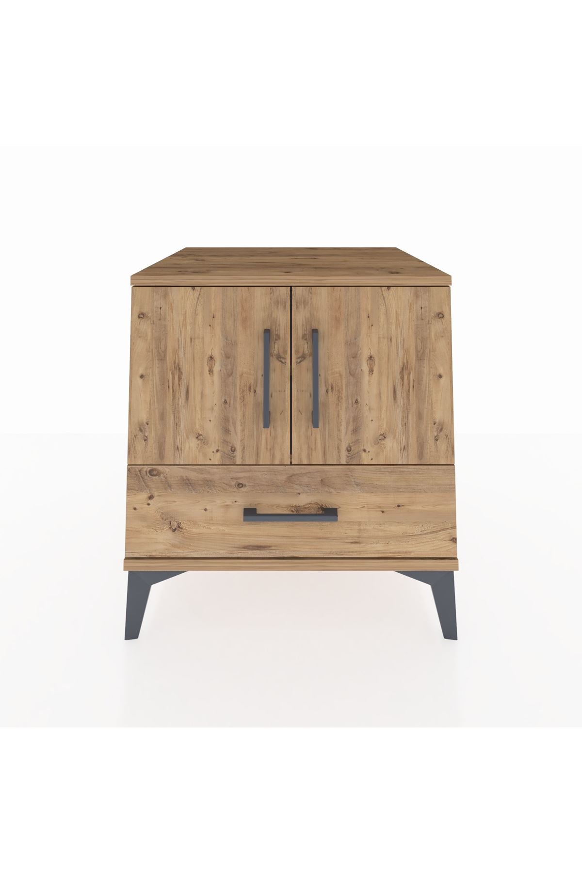 Kronos Komodin 2 Raflı Tek Çekmeceli 2 Kapaklı 60x59x64 Çam-Çam