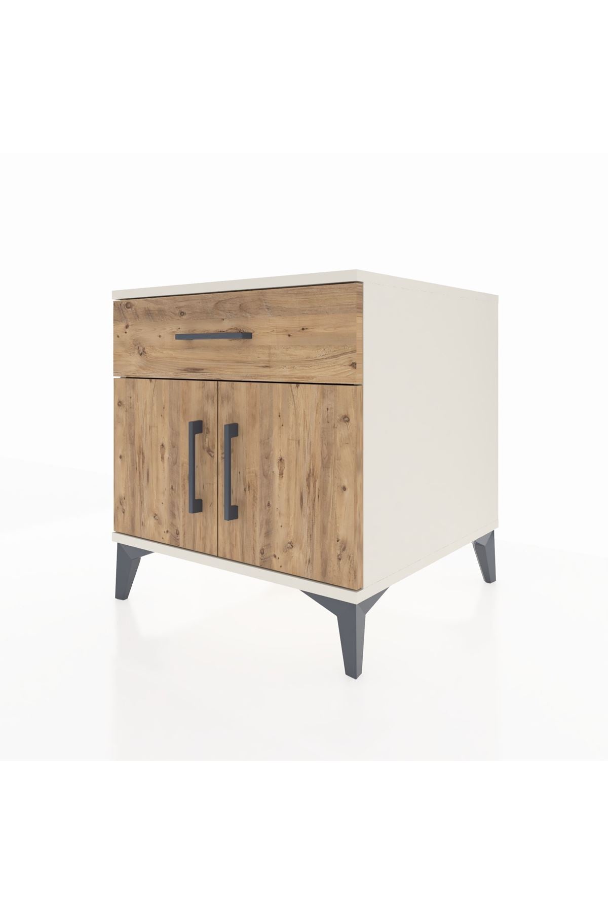 Kronos Komodin Tek Raflı Tek Çekmeceli 2 Kapaklı 60x59x64 Aytaşı-Çam