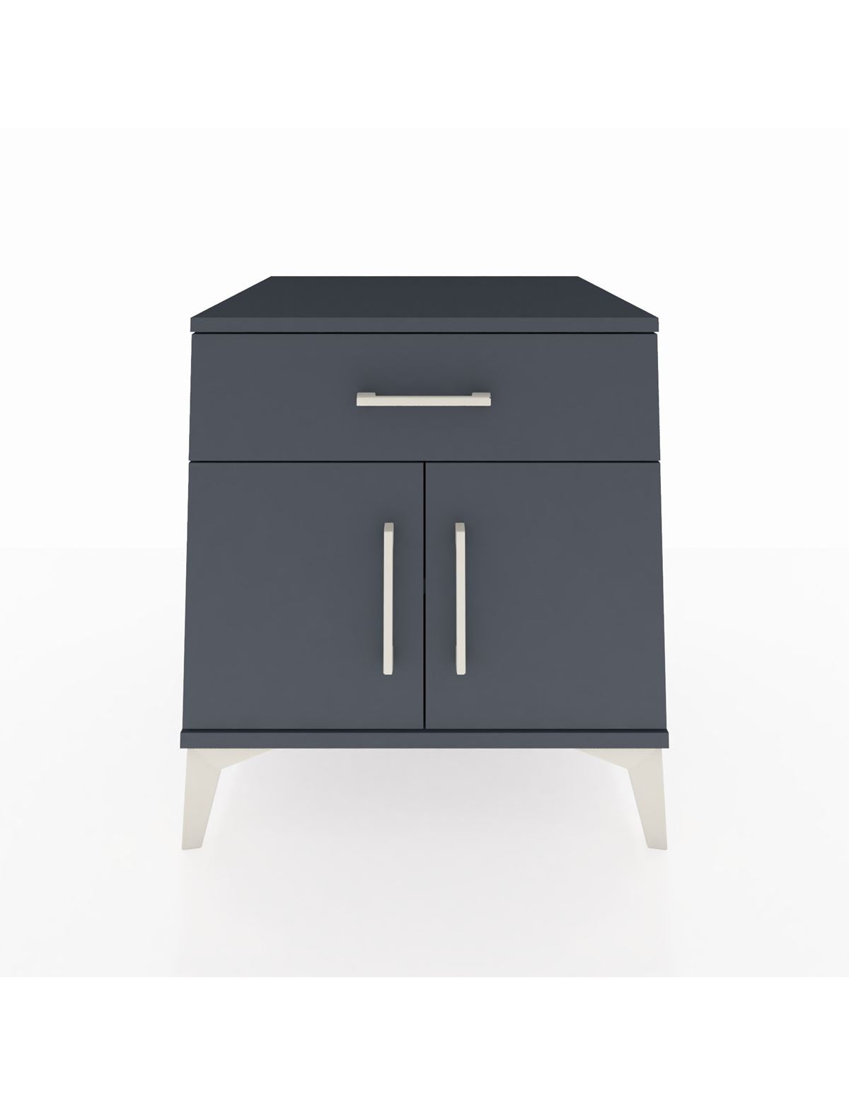 Kronos Komodin Tek Raflı Tek Çekmeceli 2 Kapaklı 60x59x64 Antrasit-Antrasit