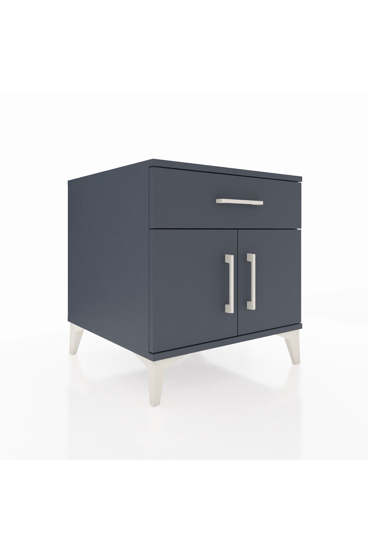 Kronos Komodin Tek Raflı Tek Çekmeceli 2 Kapaklı 60x59x64 Antrasit-Antrasit