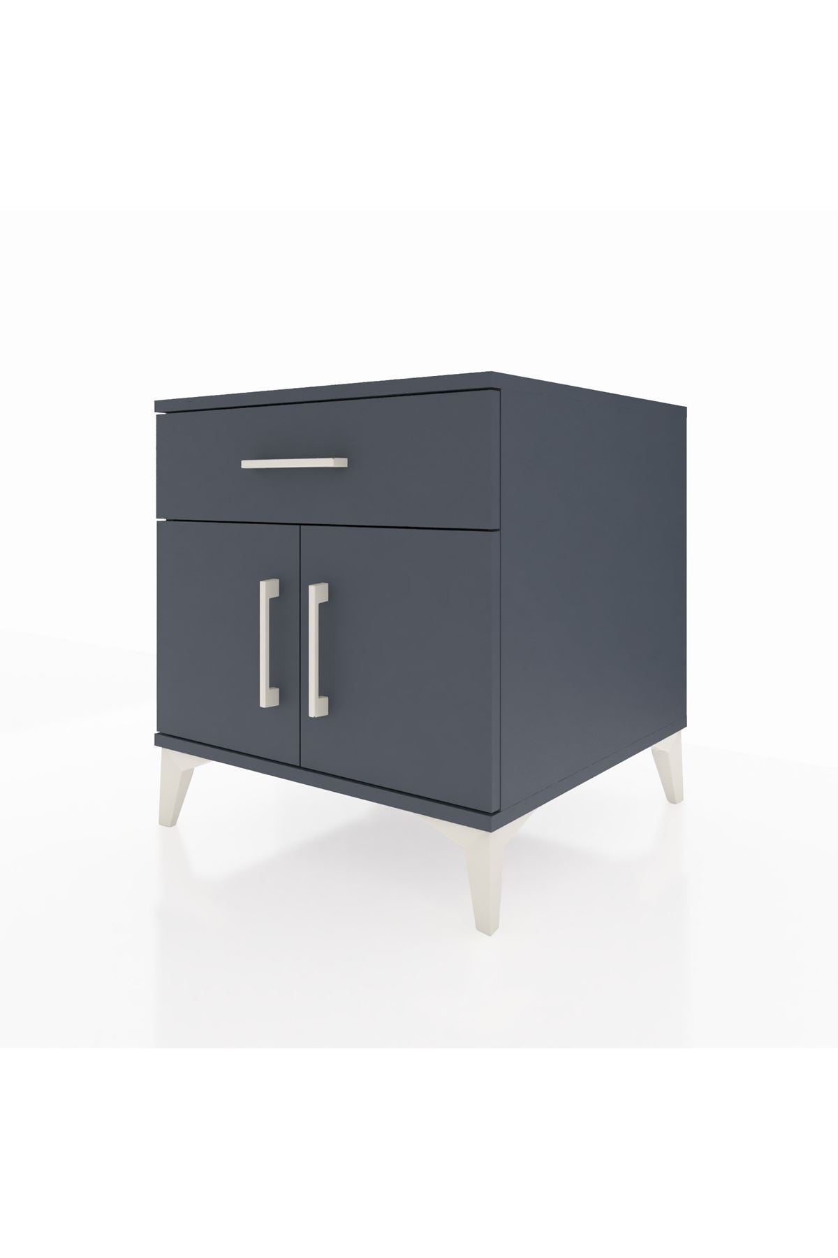 Kronos Komodin Tek Raflı Tek Çekmeceli 2 Kapaklı 60x59x64 Antrasit-Antrasit