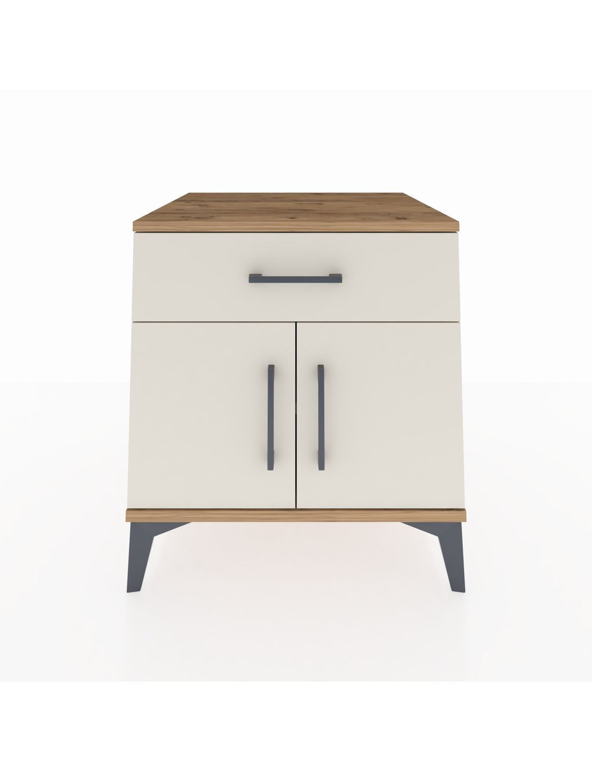 Kronos Komodin Tek Raflı Tek Çekmeceli 2 Kapaklı 60x59x64 Çam-Aytaşı