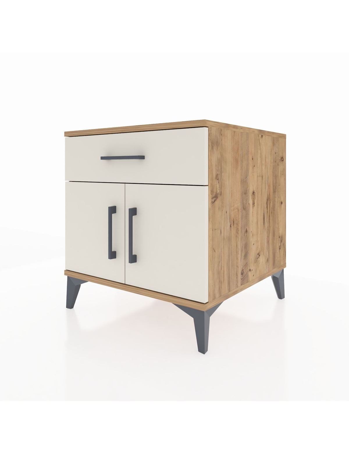 Kronos Komodin Tek Raflı Tek Çekmeceli 2 Kapaklı 60x59x64 - S78M008V7C